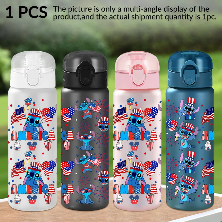 

1 шт., пластиковая бутылка для воды в американском стиле Disney Stitch, 26 унций, спортивная чашка для воды на открытом воздухе, подарок на день рождения/сверху в школу