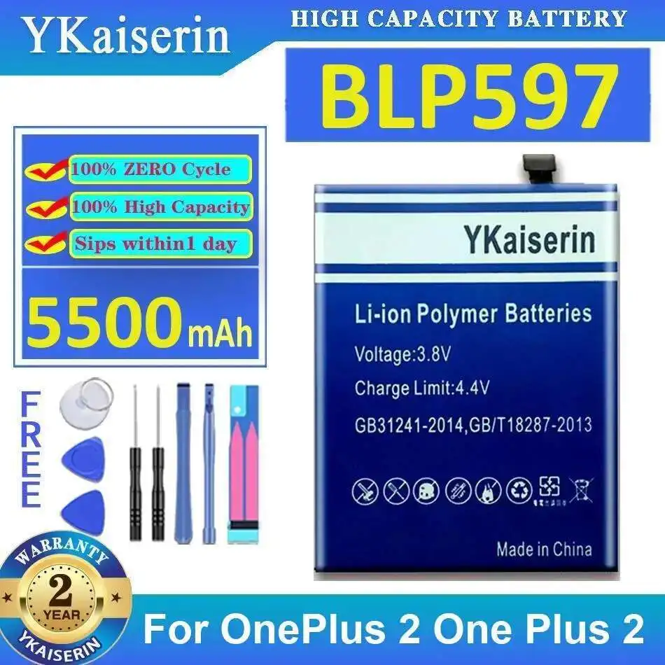 

Mobile Phone Battery For Oneplus 2 One Plus BLP597 5500Mah High Capacity Safe