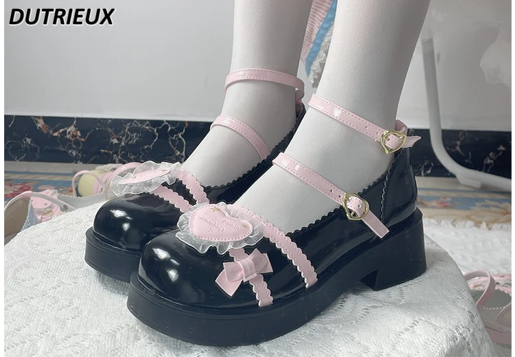 

Big Head Lolita Pumps Round Head Thick Bottom Leather Shoes Round Toe Cute Lo Girls' Pumps Fashion Sweet Cute Women's Shoes