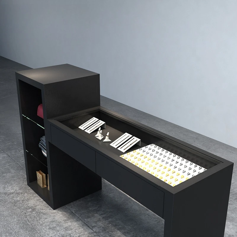 Transparent Glass Reception Desks Ironwork Jewelry Fashion Reception Desks Office Furniture Sportello Di Ricevimento YS40CC