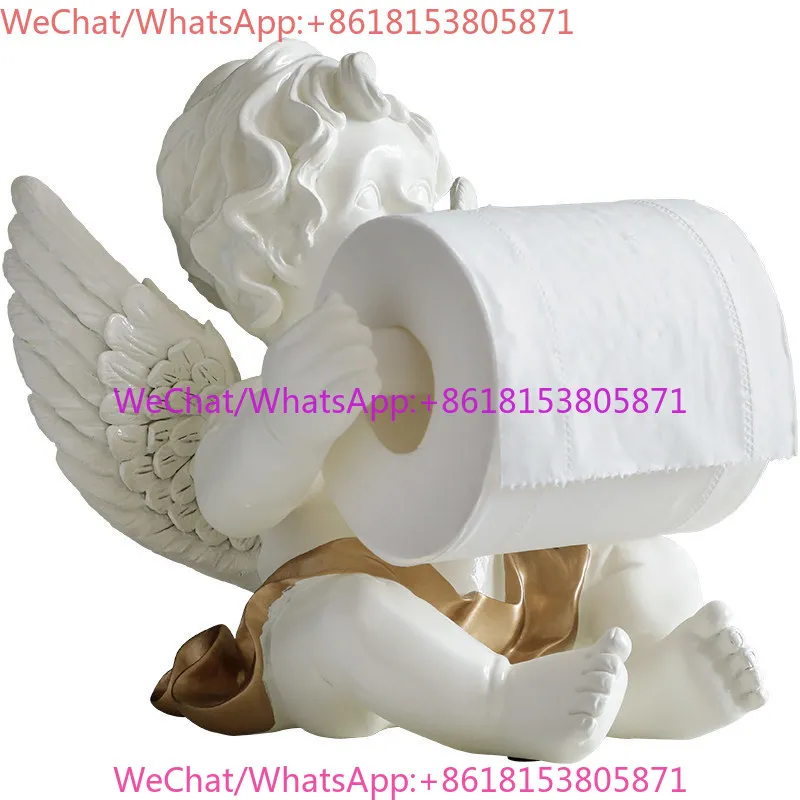 European style angel desktop roll paper holder creative home office coffee table roll paper tube tissue holder