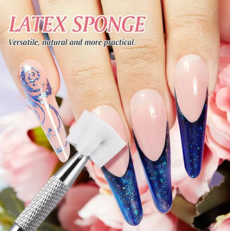 100/50 Stück Quadratisches Nagelkunst-Schwamm-Set Farbverlauf Nagelpinsel Gel-Lack DIY Design Nagelschwamm-Griffstift Maniküre-Zubehör Werkzeuge – Detail 5