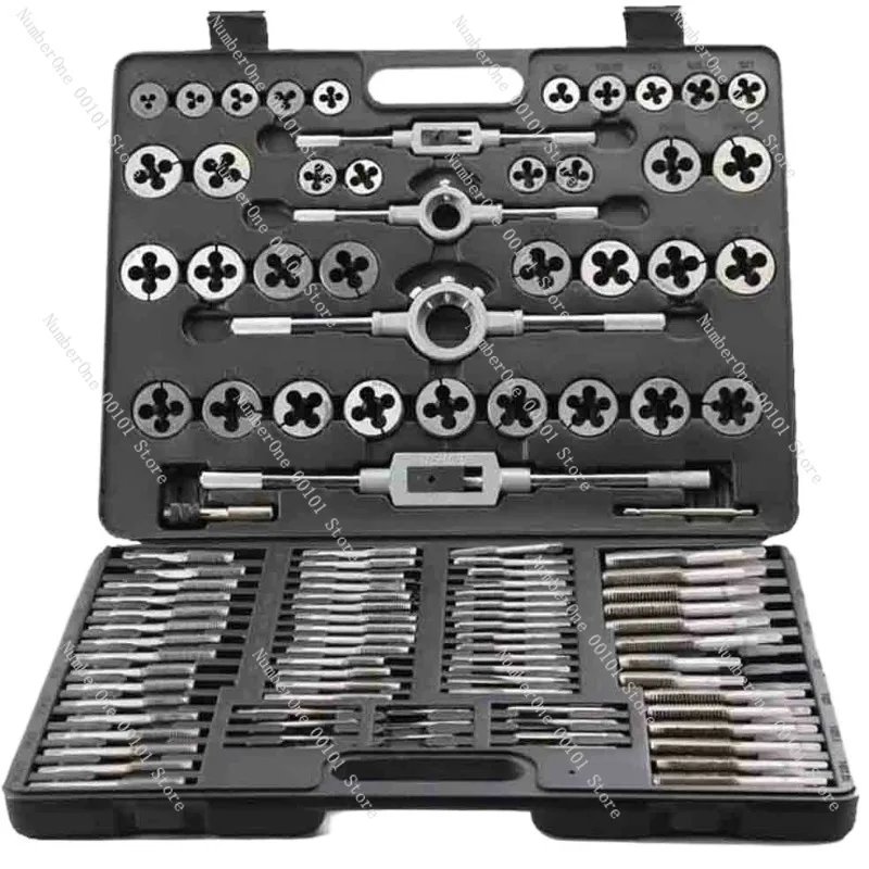 OUIO 110Pcs Tap and Die Set High Speed Steel Titanium Tap and Die Combination Set for Cutting External & Internal Threads