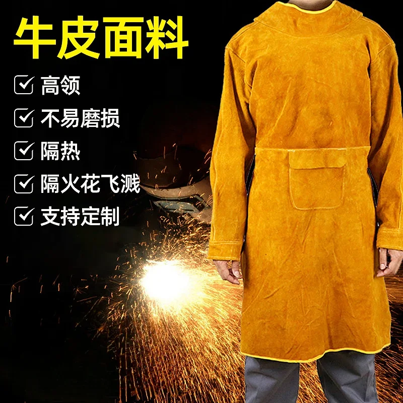 Leather Jacket Reverse-wear Clothing Wear-resistant and Heat-insulating Cowhide Electric Welding  Clothing