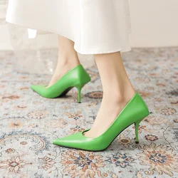 Pumps shoes Women Fashion Office Basic High Heels Work Lady Shoes Black Pink Green Thin Heels Brand Point Toe998