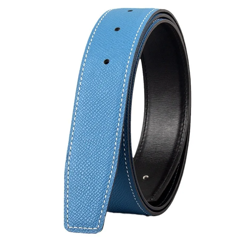 Ceinture en cuir véritable sans bandeau pour hommes et femmes, impression de l'hypothèse, ceinture de taille, 3.2cm, boucle en H, ceinture audio gratuite