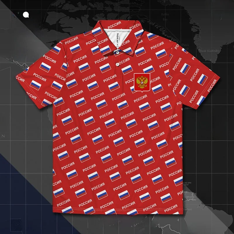 

Qui Dry irt T-irt ex Casual Sports Russia Flag Print Top Polyester Material ort Sve Regular Fit Summer Wear