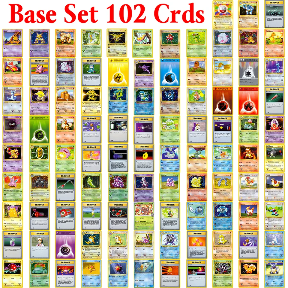 PKM Base Set (BS) 102 Cards 1ST Edition Whole Set TCG Alakazam Blastoise  Chansey Charizard Mewtwo Game Cards Collection Pokemon - AliExpress 26