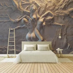 Custom Wallpaper European 3D Stereoscopic Embossed Abstract Beauty Body Art Background Wall Painting Living Room Bedroom Mural
