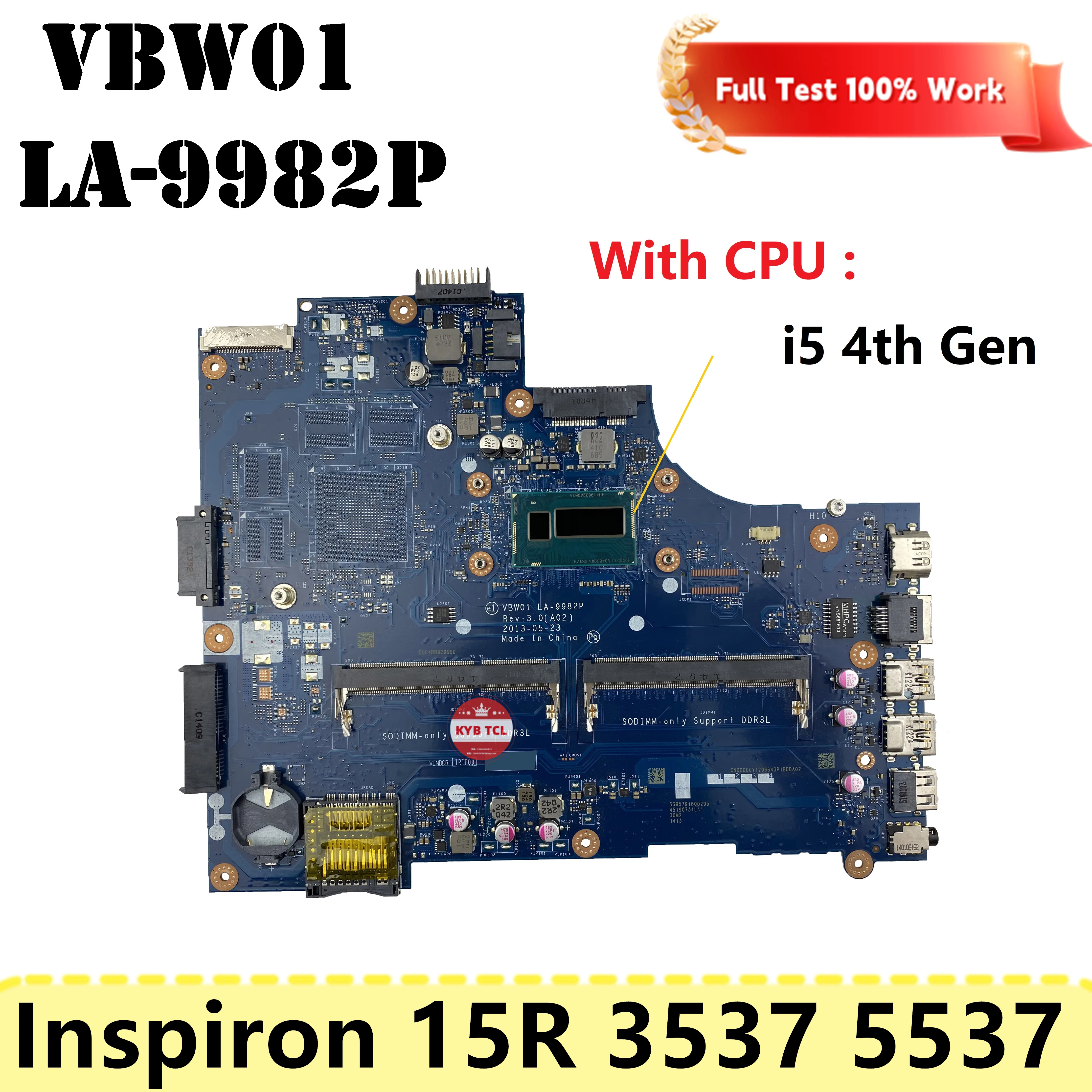 Imagem -06 - Placa-mãe do Portátil Vw01 La-9982p para Dell Inspiron 15r 3537 5537 Cn0p28j8 P28j8 0d28mx 0cx6h1 0cd6v3 0mxm3y