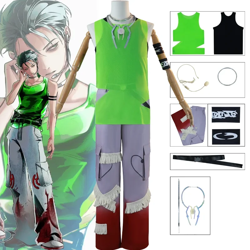 

CosplayAlien Stage R7 Till Cosplay Costume Green OutfitS Vest Headset Armband Prop Full Set Uniform Halloween Party Role Play Su