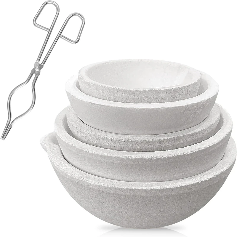 

PWS 6 Pack Ceramic Crucible Bowl With 7.87 Inch Crucible Tong,For Casting Refining Torch Melt Gold Silver Brass Alloy
