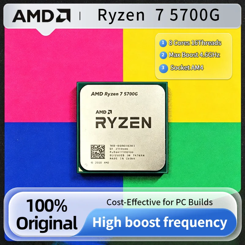 Procesador de Escritorio AMD Original R7 5700G Ryzen 7 5700G 8C 16T 4.6GHz Boost 65W 7nm AM4 con Gráficos Radeon Tray Ultra 4K