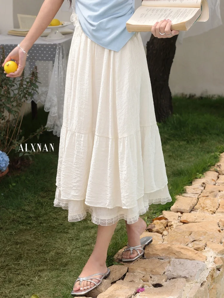 

Женская летняя юбка миди Sweet Ele с цветочным кружевом, А-силуэт, повседневная, со средней талией, на резинке