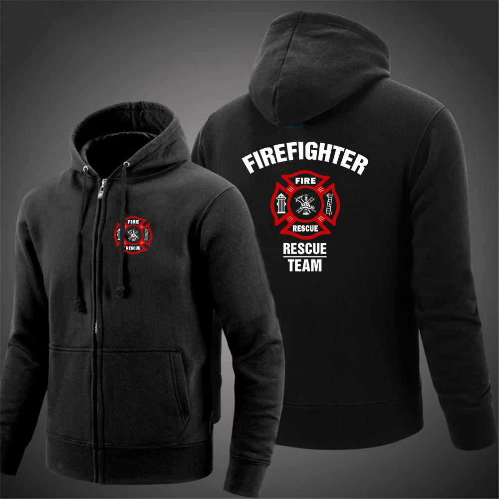 

Firefighter Rescue Team Printing Fashion 2023 New Men's Spring Autumn Solid Cotton Long Sleeve Leisure All-Match Hoodies Coat