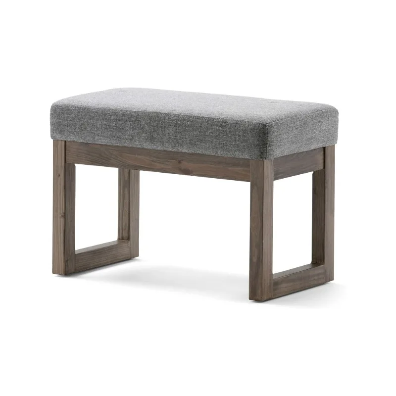 

Milltown 27 Inch Wide Contemporary Rectangle Footstool Ottoman Bench in Grey Linen Look Fabric, For the Living Room and Bedroom