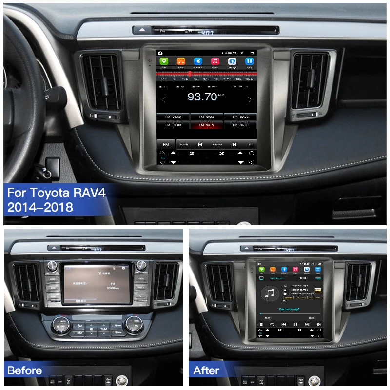 Autoradio pour Toyota RAV4 2012-2019, Carplay, Android, Auto, Stéréo, Lecteur de Limitation pour les Placements, Style Stéréo, Navigation Wifi