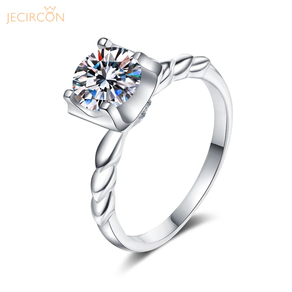 

JECIRCON 0.5/1 Carat Moissanite Wedding Ring for Women pt950 Gold-plated Imitation Diamond Bull Head 925 Sterling Silver Jewelry