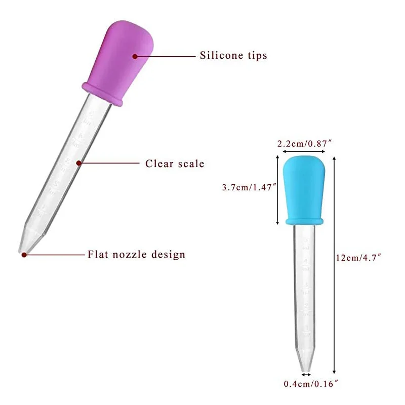 10 sztuk 5ml małe silikonowe plastikowe pipety kroplomierzem karmienie medycyna ciecz oko ucha pipeta kroplomierzem laboratorium szkolne eksperyment...