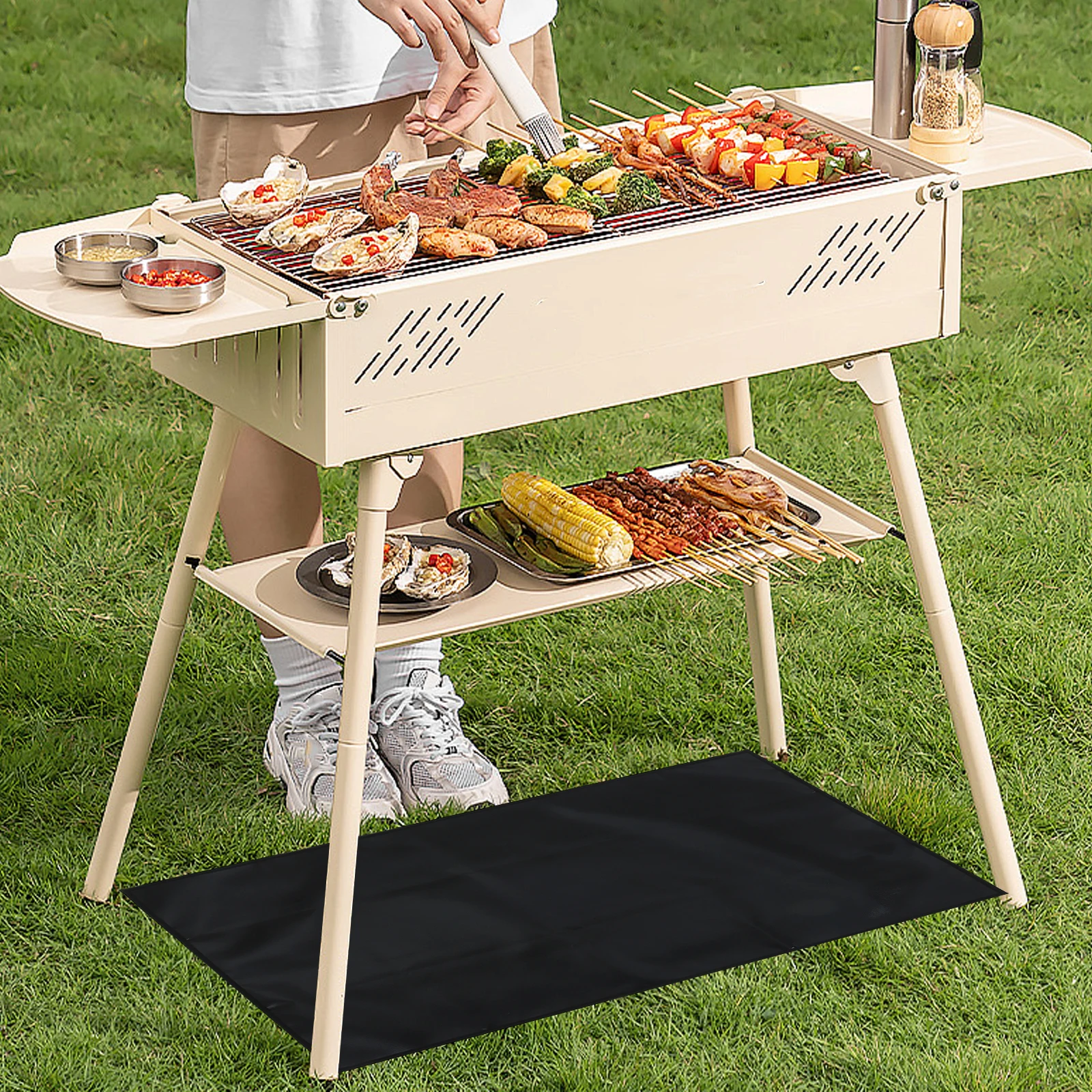 

BBQ Grill Protective Mat Camping Fireproof Grilling Insulation Pad Resistant Barbecue Convenient Blanket
