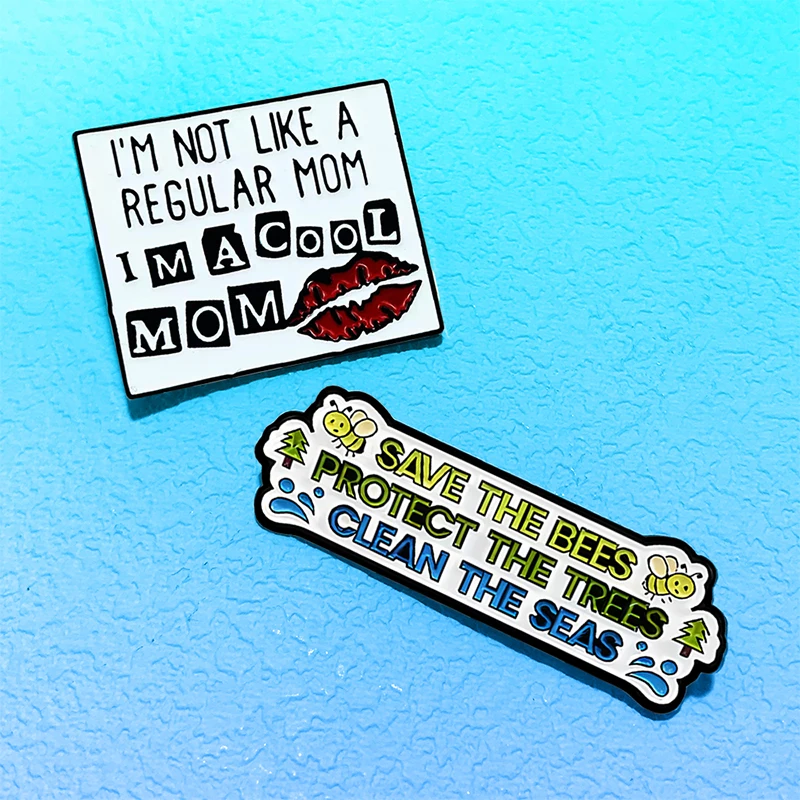 

AniPins Interesting Quotation Pins 2-design Metal Enamel "Cool Mom" Love Animal Words Brooch Pin For Clothes Backpack Badge Gift