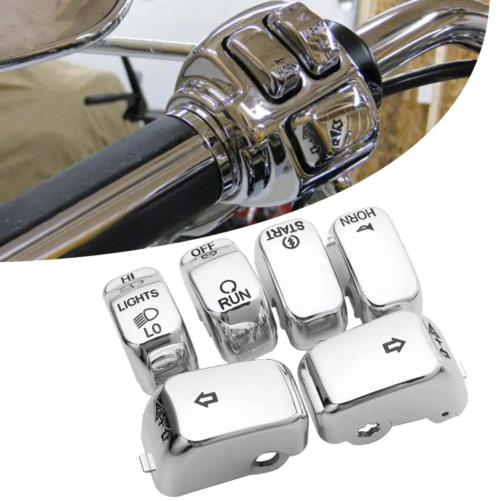 Start Left Right Run-Off Horn Lights Switch Cap For Harley Vrsc V-Rod Xl/Sportster Xr1200 Softail Dyna Flhr Road King 1996-2017