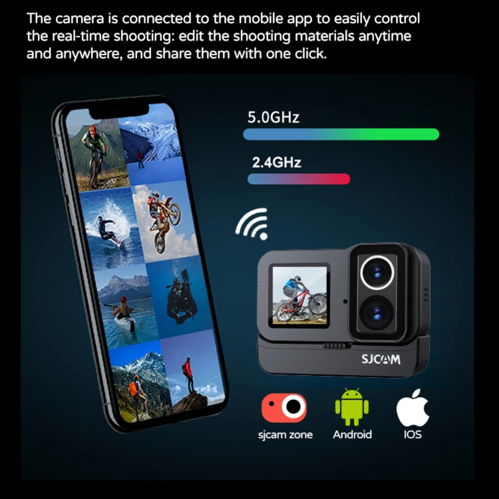 

SJ20 Dual Cameras Dual Lens 4K Action Camera Waterproof 5G WiFi Touch Screen Action Cam Camera Sport Helmet New in 2025