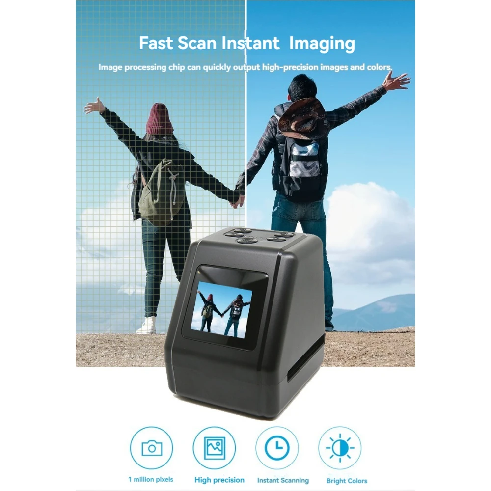 22MP Digital Film Scanner 2 Inch LCD Converts 135 126 110mm Slides Negatives To JPG Photos Home Editing