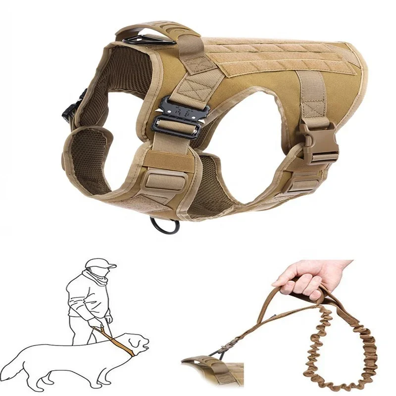 Dog Clothes Tactical Elastic Dog Leashes Vest Dog Harness Set