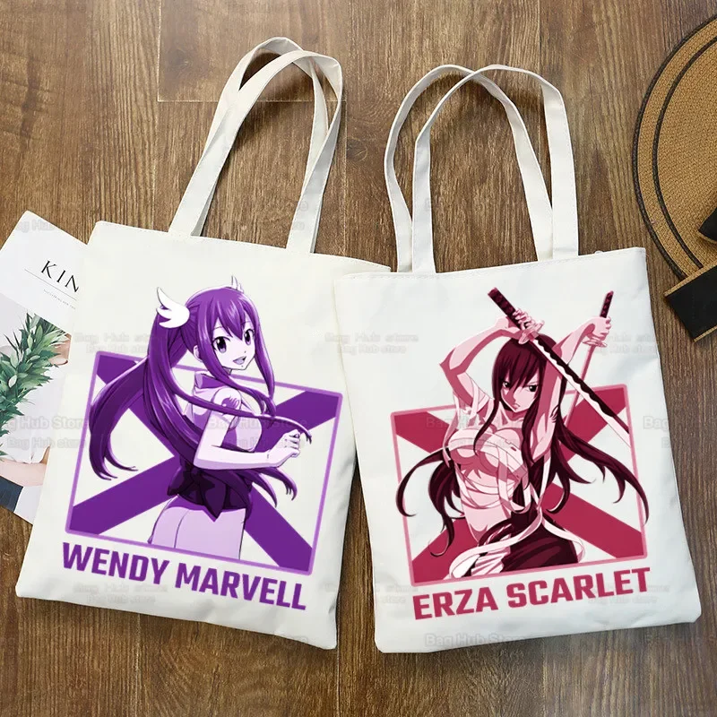 Anime Fairy Shopping Bag Grocery Handbag Tail Natsu Dragneel Lucy Bolsas De Tela Tote Bolsa Shopping Bag Jute Tote Fabric