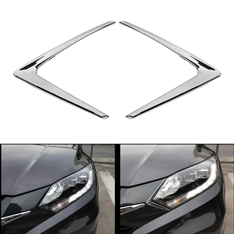 Classic-Chrome Head Light Front Lamp Triple-Cornered Trim Cover Molding Styling Bezel Lid Garnish For Honda Hrv Vezel 2014-2019