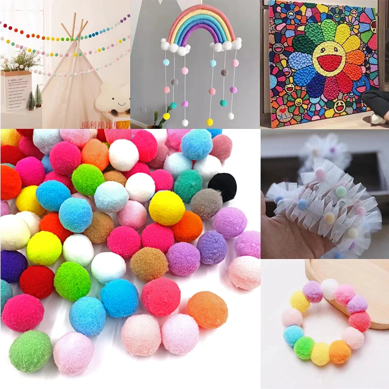 18/25mm Soft Pompom Plush Ball DIY Multicolor Sewing Craft Clothing Home Ornament Decoration Handmade Material