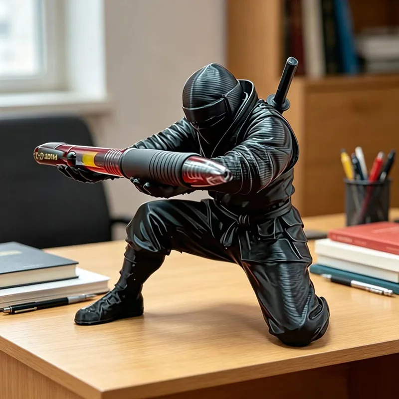 Ninja Pen Holder 3D Printed Creative Unique Desktop Stationery Organizer Desk Decor Figurine Pencil Holder Gift for Home Office