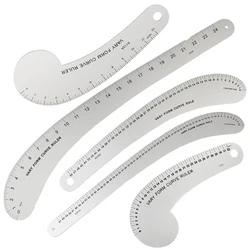Fenrry Aluminum French Curve Ruler Sewing Patchwork Ruler Tailor Garment Design Geometric Drawing Template Measuring Tool