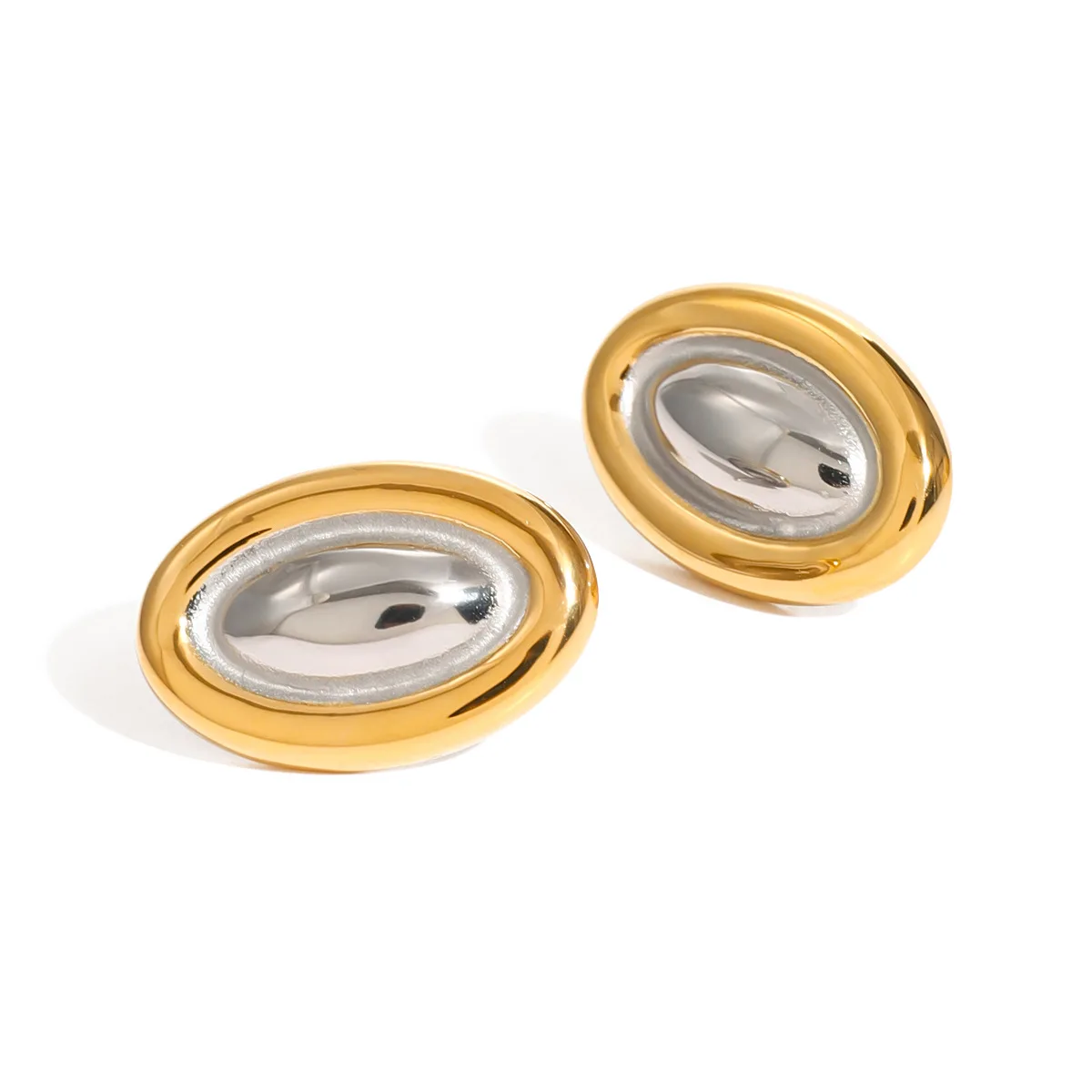 

Stainless Steel PVD 18K Gold Plated Tarnish Waterproof Double Color Eye Stud Earrings For Woman Jewelry Wholesale INS