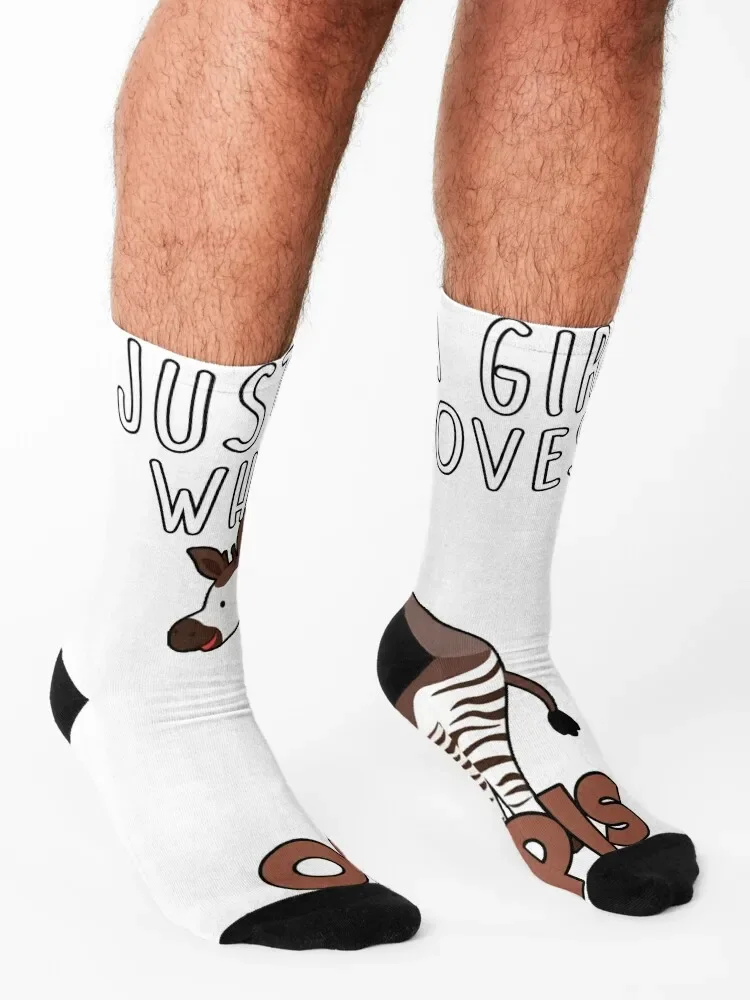 JUST A GIRL WHO LOVES OKAPIS Socks Run Non-slip sport Stockings man Luxury Woman Socks Men's