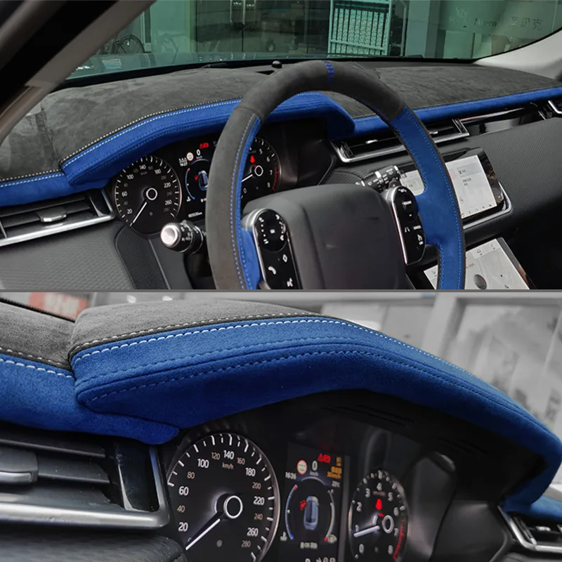Custom in Alcantara Car Dashboard Top Cover for Land Rover Velar 2018-2019 Mat Shade Cushion Pad Carpets Car-styling DIY Wrap