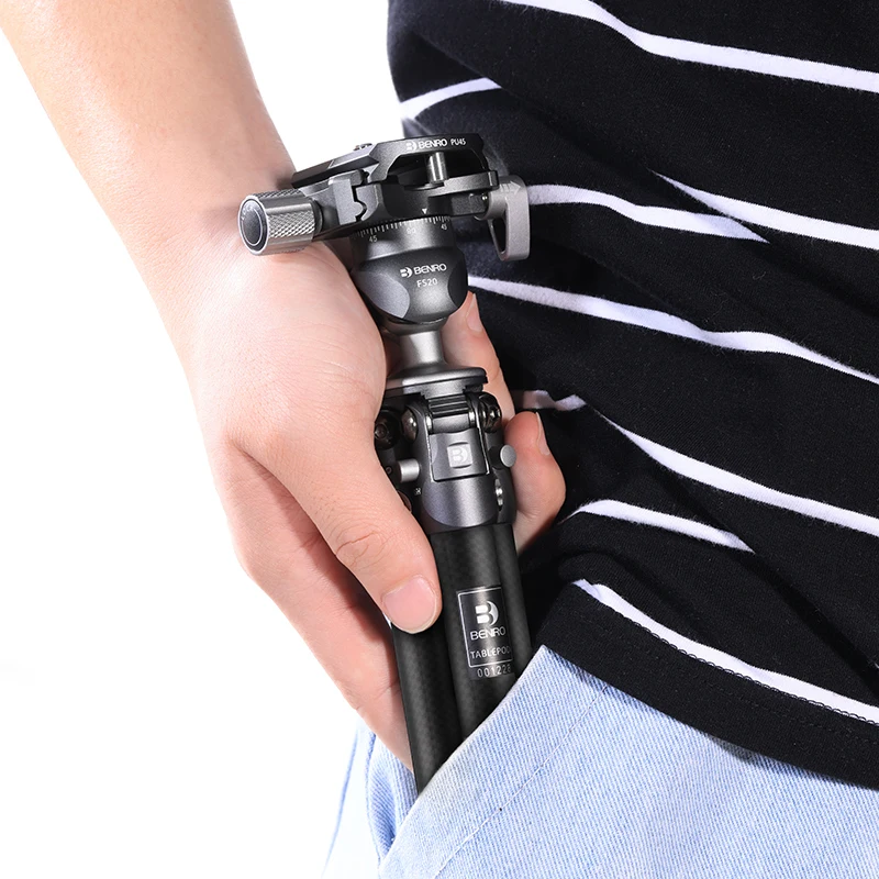 Benro SC05K SC05KWA حامل كاميرا ثلاثي القوائم لسطح المكتب من ألياف الكربون مع رأس FS20 للعرض المباشر Vlog Max تحميل 3 كجم