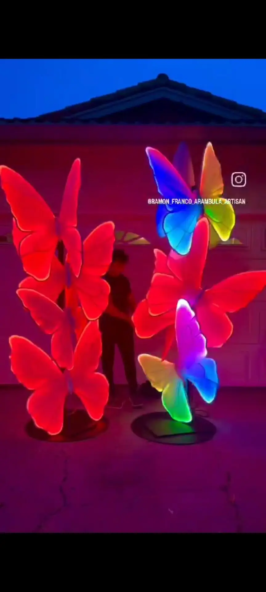 Customized Remote Control LED Luminous Butterfly 60cm Wide  Xmas Tree Waterproof Hanging Pendantt Lamp  Garden Square Decor