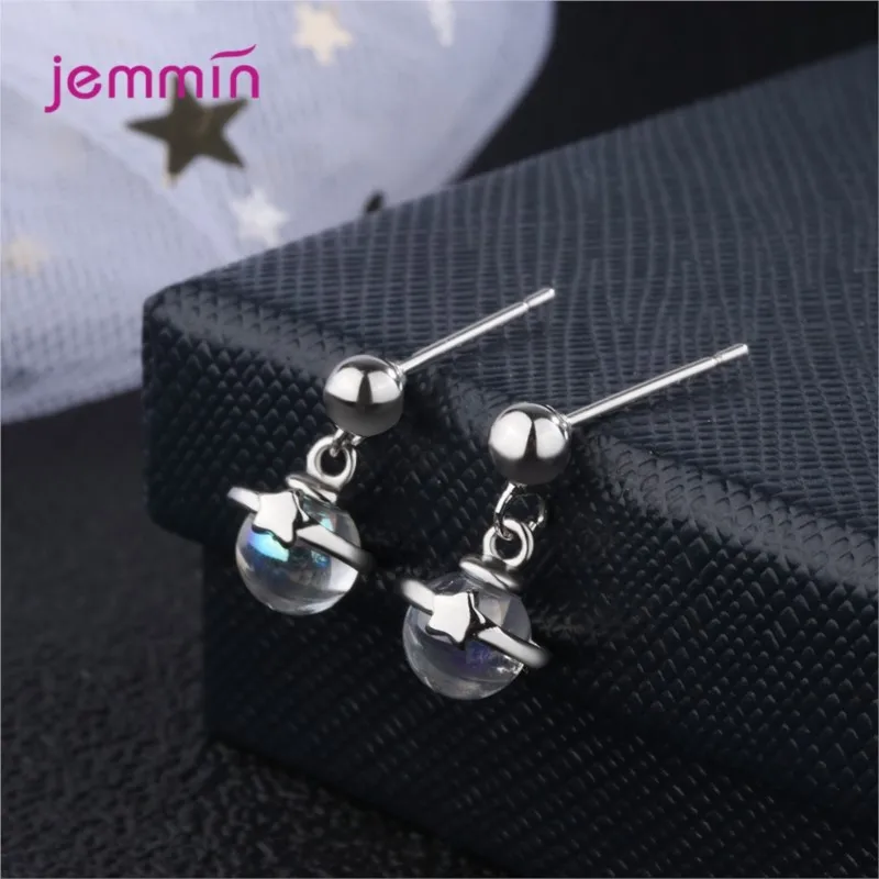 Magic Color Planet Dangle Earrings For Women Girls Genuine 925 Sterling Silver Earrings Women Fashion Jewelry For Party Dance