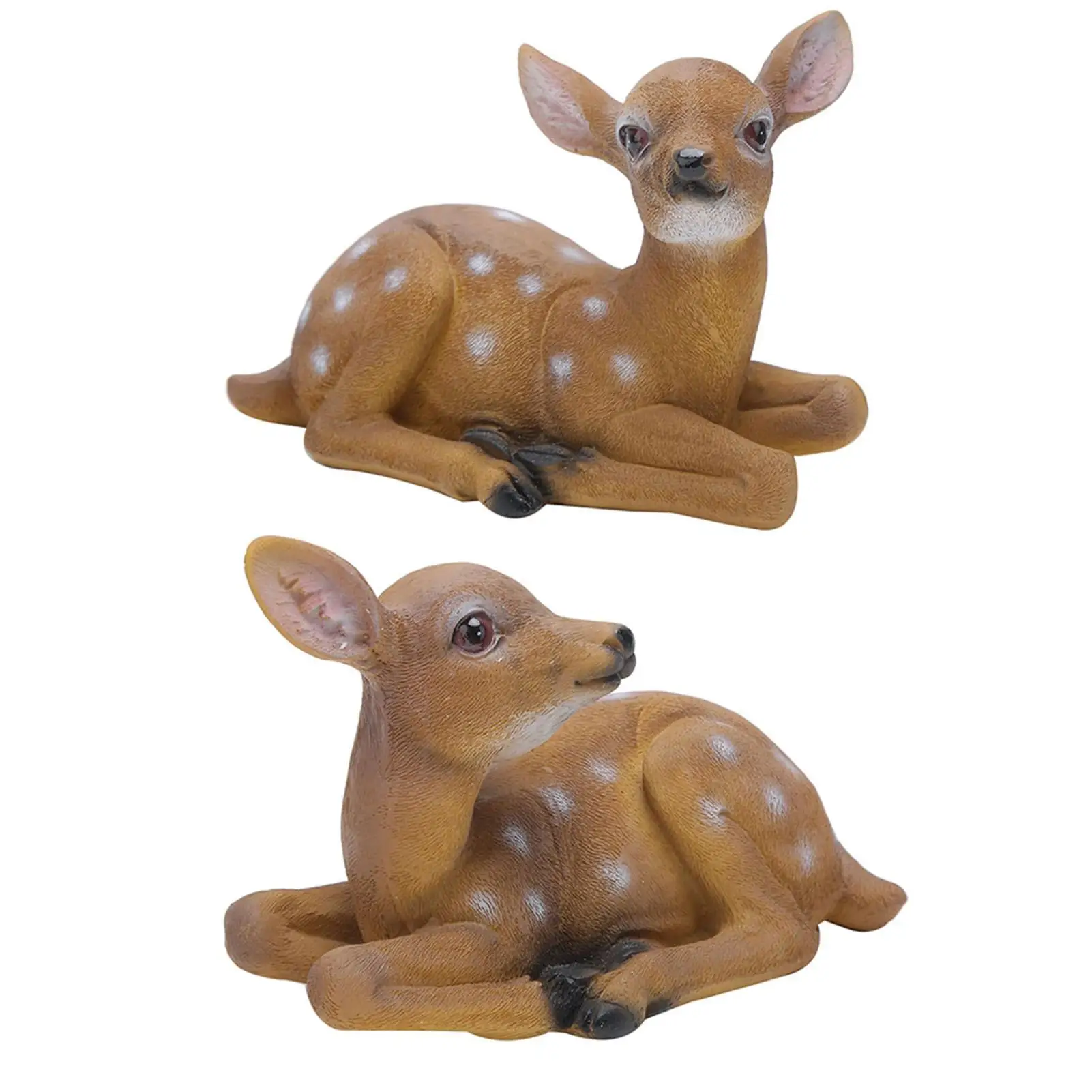 2Pcs Deer Statue Sculpture Set - Resin Animal Figures for Outdoor Garden Decor & Art Craft