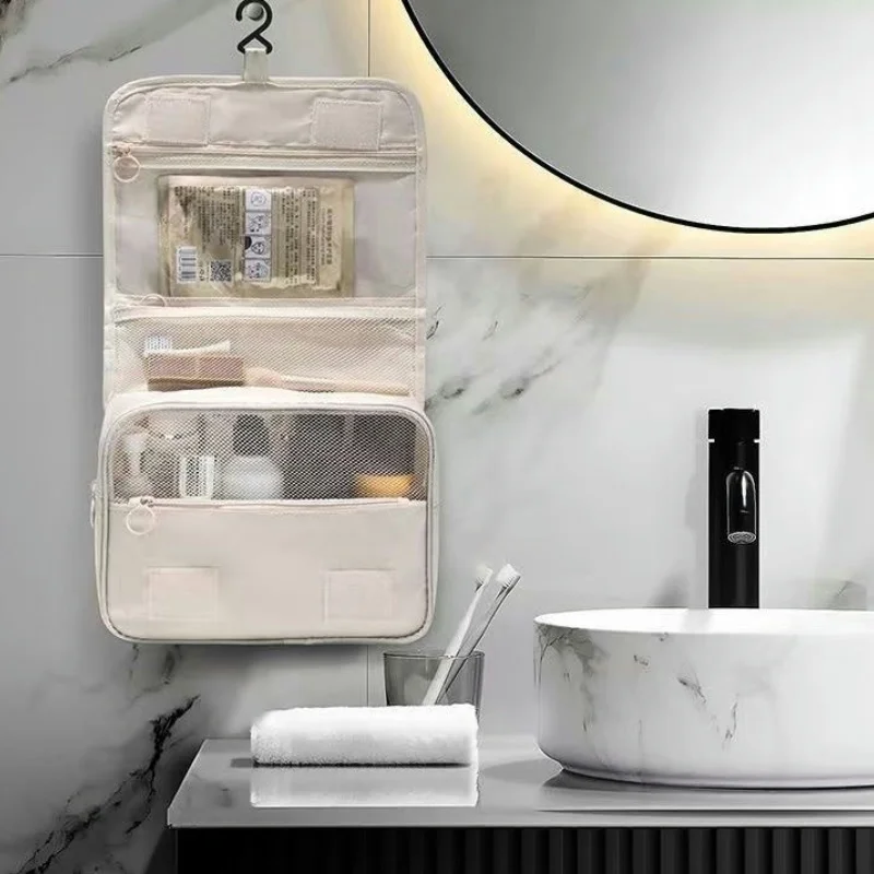 حقيبة مكياج للسفر ذات سعة عالية، حقيبة تخزين لمستلزمات التجميل، منظم مكياج للسفر، حقيبة تجميل مقاومة للماء، حقيبة غسيل الحمام