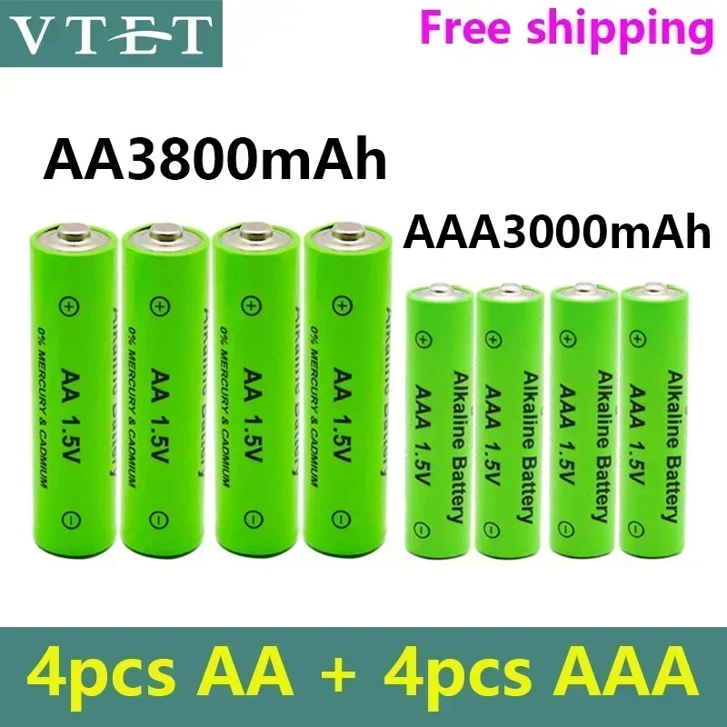 AA + AAA Rechargeable AA 1.5V 3800mAh/1.5V AAA 3000mah Alkaline Battery Flashlight Toys Watch MP3 Player Replace Ni-Mh Battery