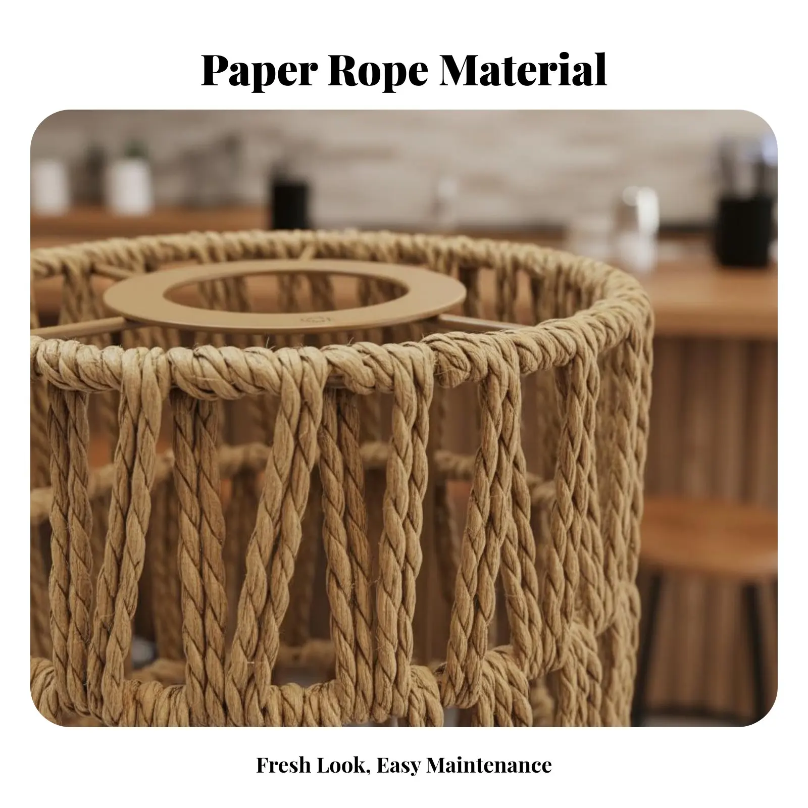 

Woven Paper Rope Lampshade Handwoven Design Paper Rope Lamp Cover Rattan Design Lampshade Sturdy Frame Boho Lamp Cover for Bar