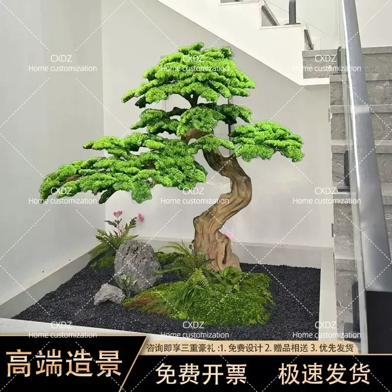 Large Simulated Pine Tree Bonsai Artificial Lohan Pine Ornament Fake Plant for Hotel Exhibition Hall Decorative Landscaping