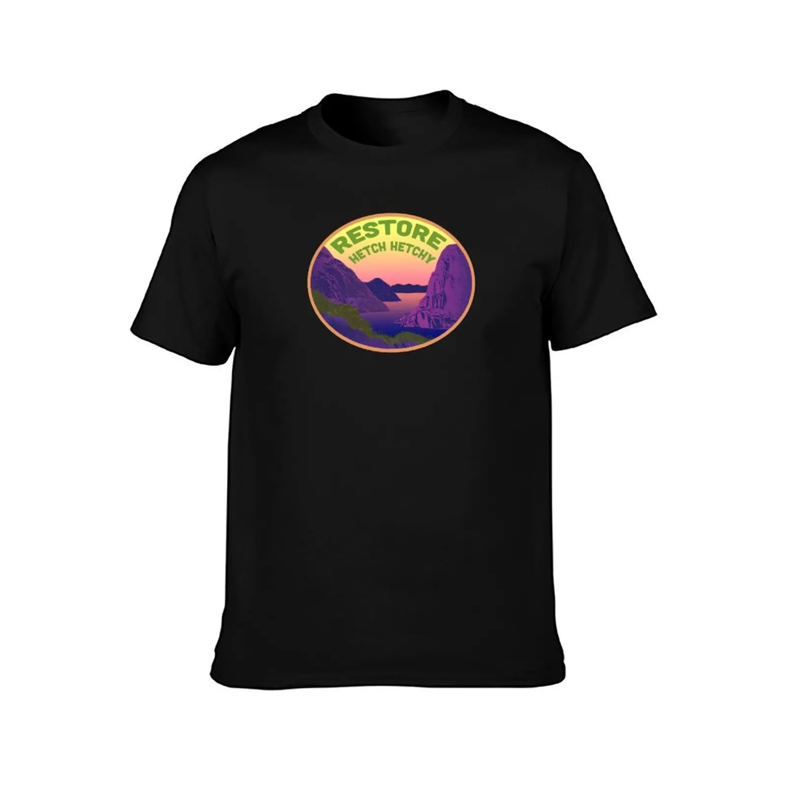 Restore Hetch Hetchy WPA Style Logo T-Shirt Work Wear Simple Tee Shirt T-Shirt
