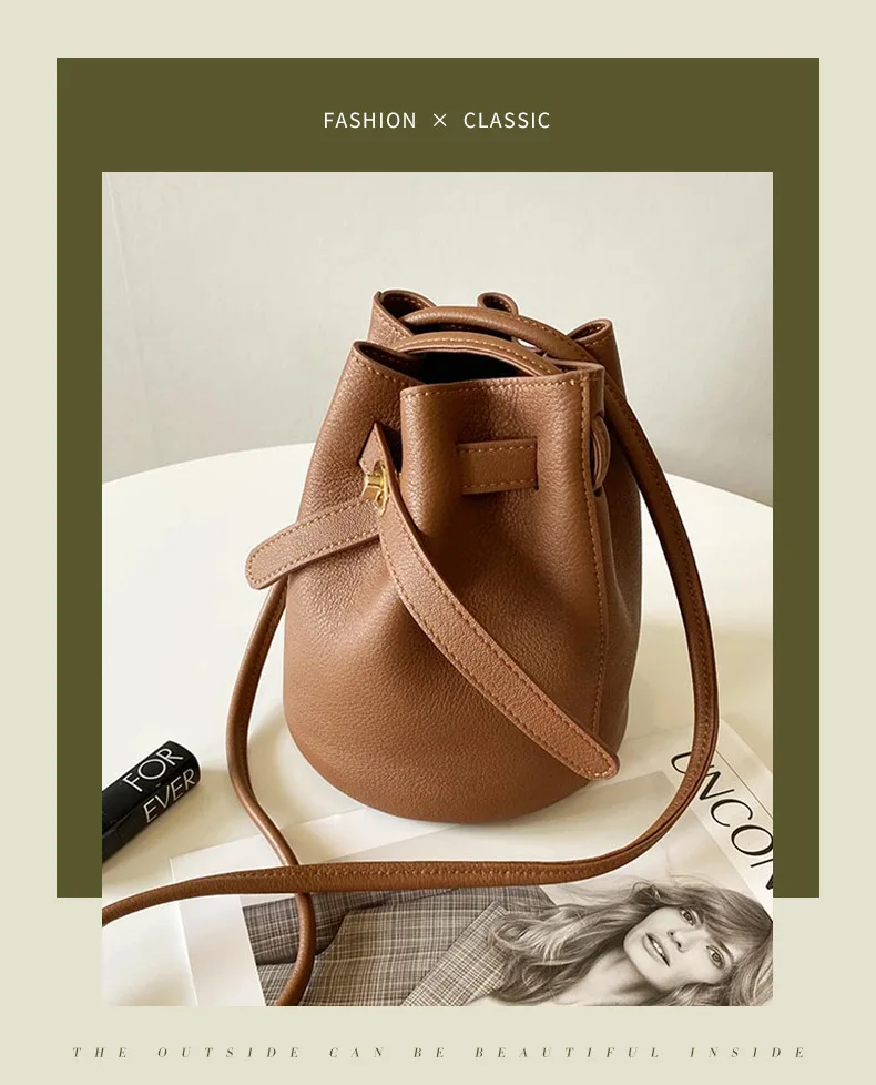 2024 neue Litschi Muster Damen Beutel tasche mit Schloss Zylinder Umhängetasche Umhängetasche kleine Tasche Handy tasche – Detail 14