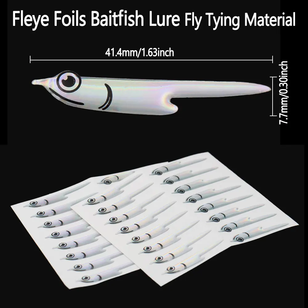 16/32pcs Pre-Cut Fleye Foils Baitfish Lure Fly Tying Material Artificial Silverside Fish Mask Sticker Streamer Sea Fishing Lures