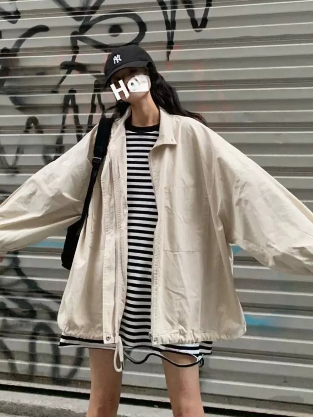 

Summer New Hiphop Student Women's Sun Protection Clothing Ultra Violet Protection American Sle Retro Streetwear Jaet