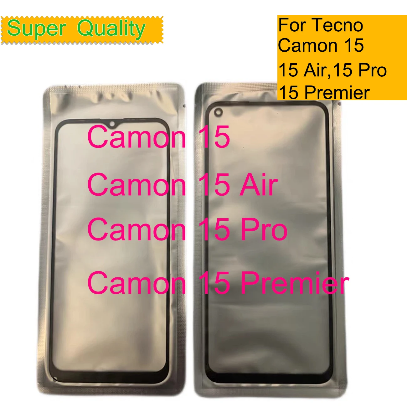 

10Pcs/Lot For Tecno Camon 15 Air Touch Screen Panel Front Outer Glass LCD Lens Camon 15 Pro Premier Glass With OCA